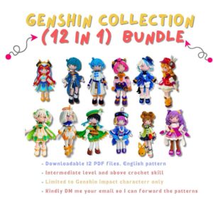 Genshin Impact Amigurumi Crochet Pattern 12 in 1 Bundle