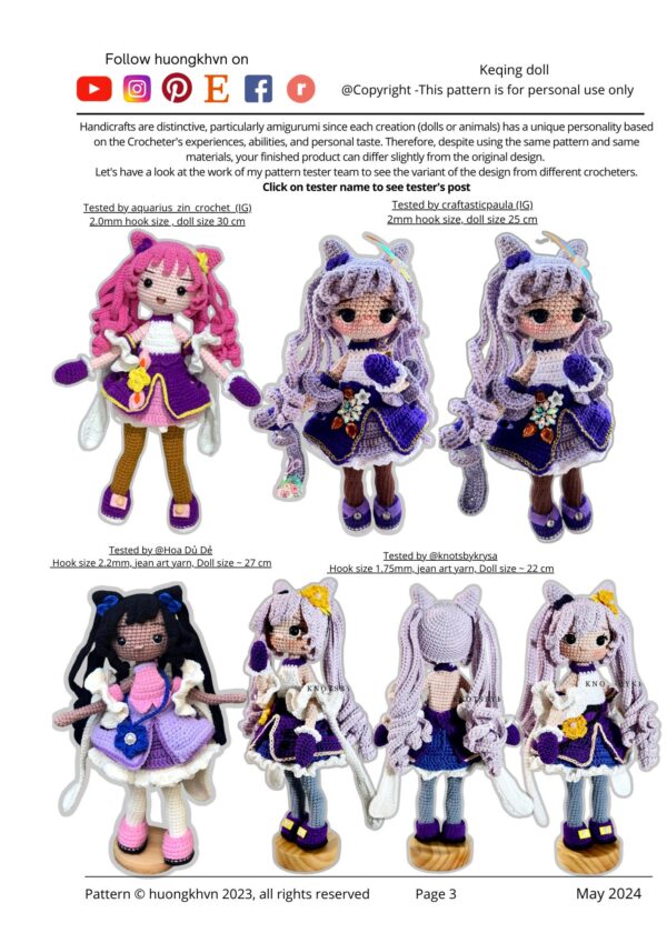 Genshin Impact Keqing Amigurumi Crochet Pattern PDF Intermediate - Image 3