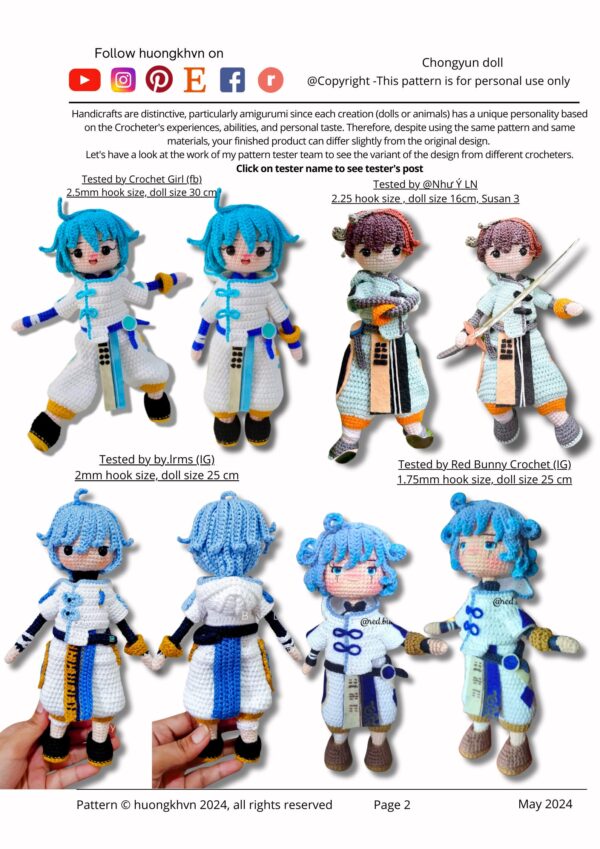 Genshin Impact Chongyun Amigurumi Crochet Pattern Instant Download PDF - Image 2
