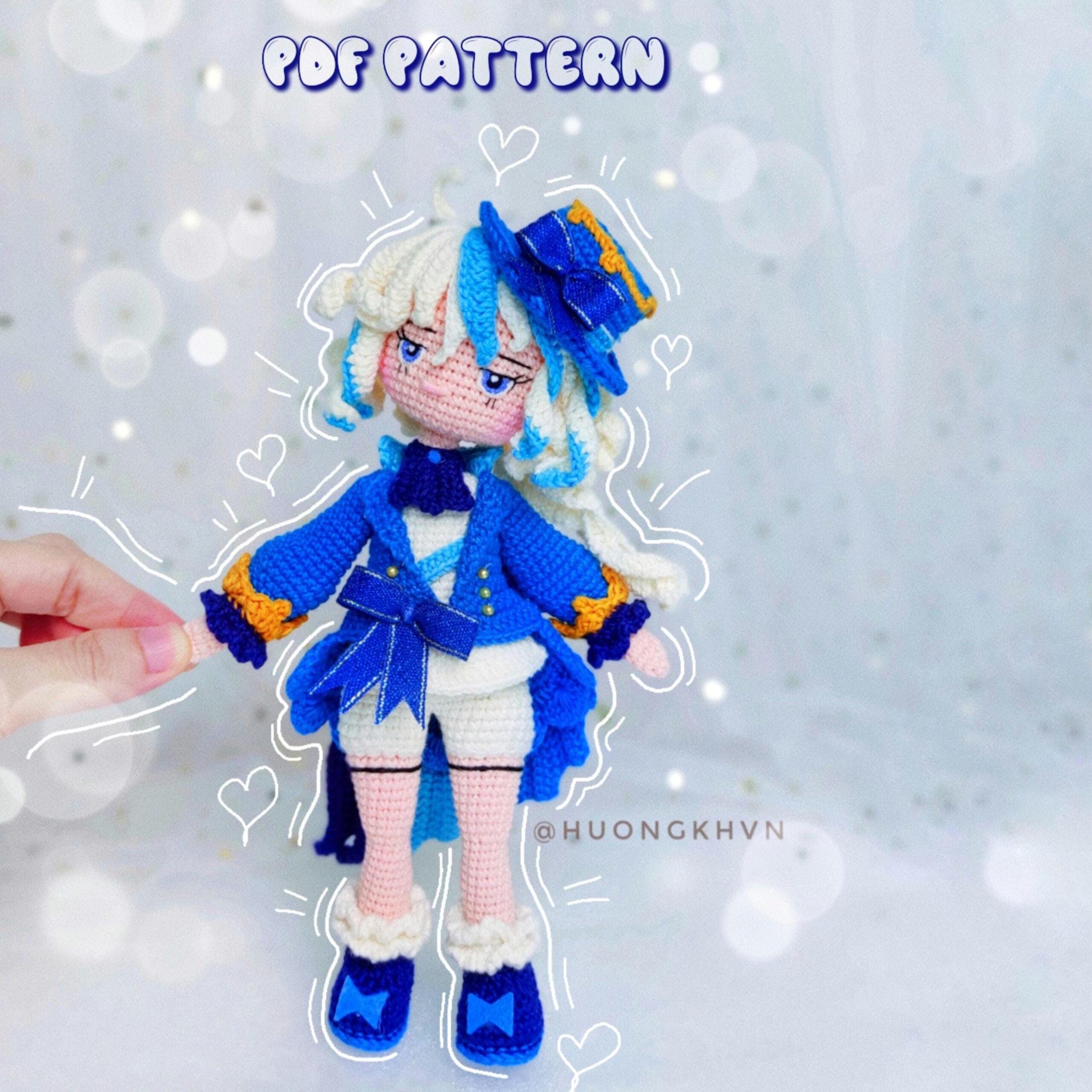 Genshin Impact Furina Hydro Archon Amigurumi Crochet Pattern