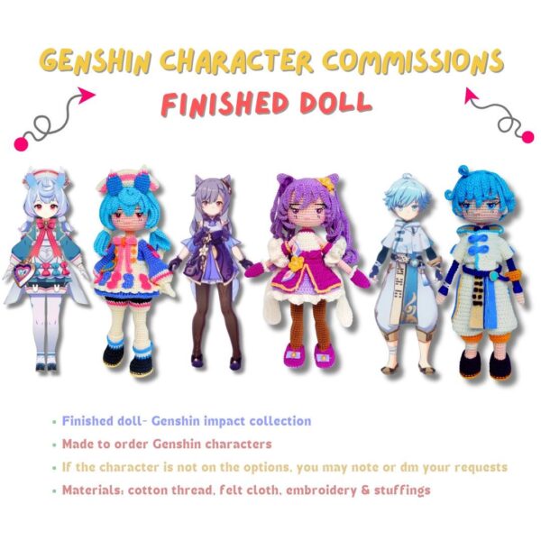 Genshin Impact [Character Name] Amigurumi Crochet Pattern Custom Order 21cm Doll Handmade - Image 4