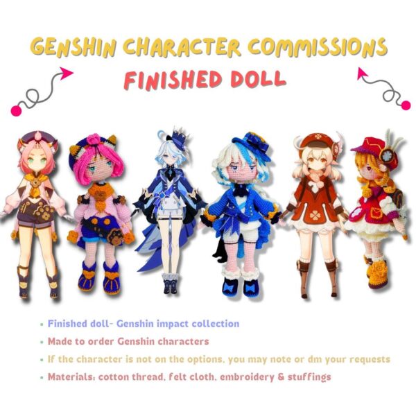Genshin Impact [Character Name] Amigurumi Crochet Pattern Custom Order 21cm Doll Handmade - Image 5