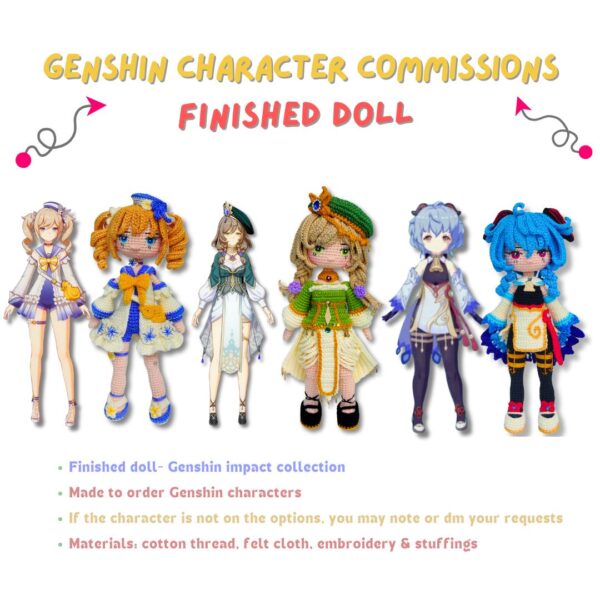 Genshin Impact [Character Name] Amigurumi Crochet Pattern Custom Order 21cm Doll Handmade - Image 10