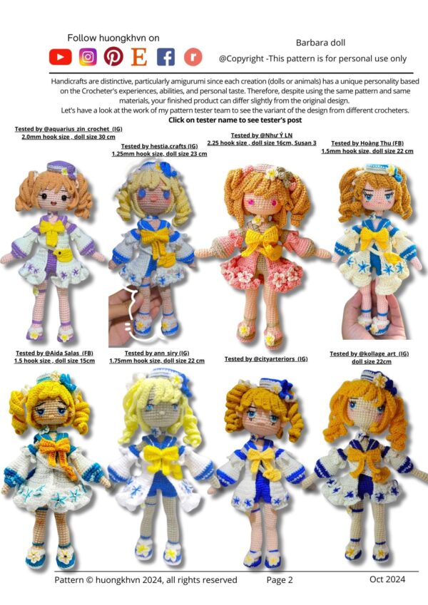 Barbara Genshin Impact Amigurumi Crochet Pattern PDF - Image 2