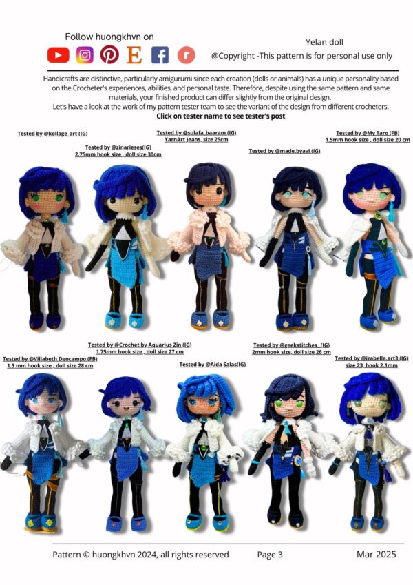 Yelan Genshin Impact Amigurumi Crochet Pattern Digital Intermediate - Image 2